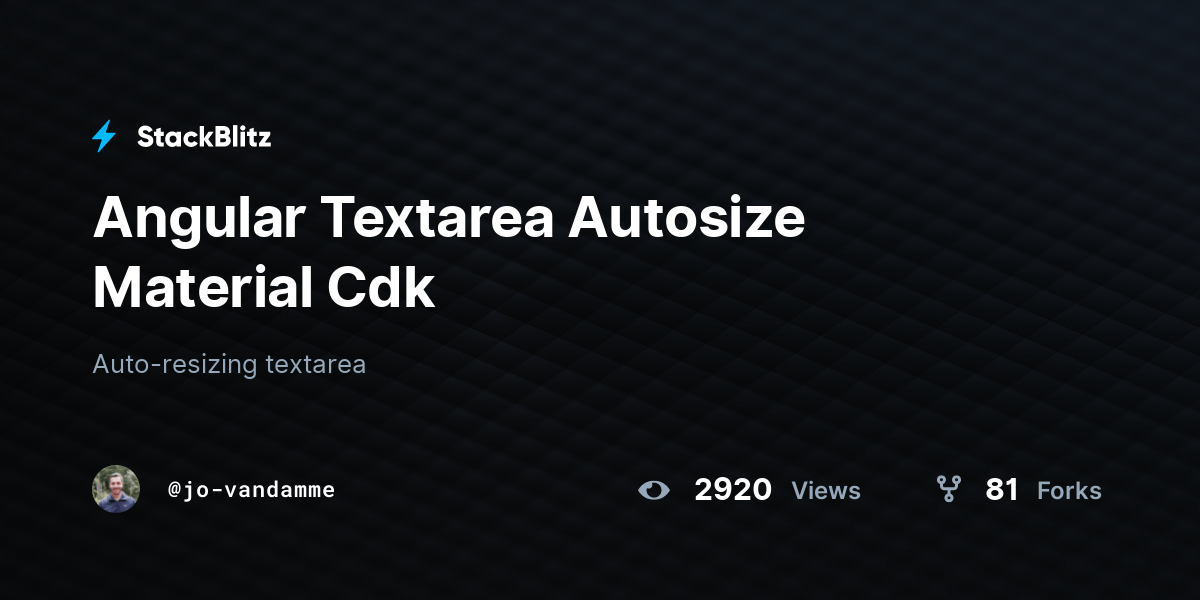 Angular Textarea Autosize Material Cdk StackBlitz