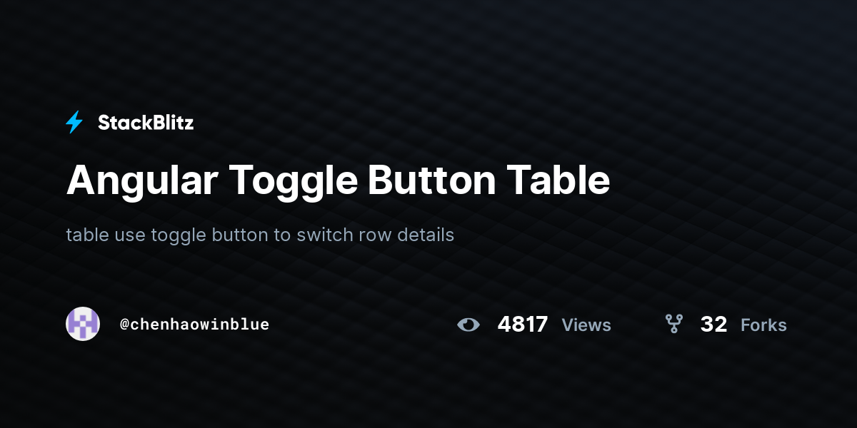 Angular Toggle Button Table StackBlitz
