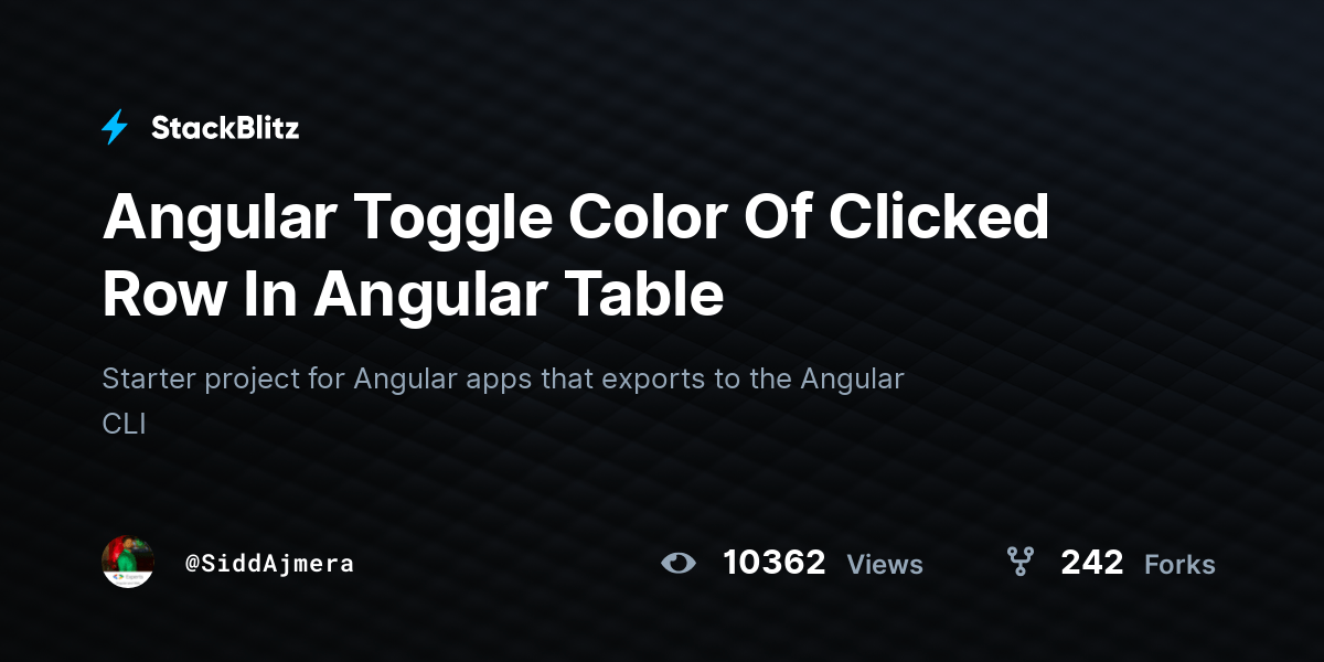 Angular Toggle Color Of Clicked Row In Angular Table StackBlitz