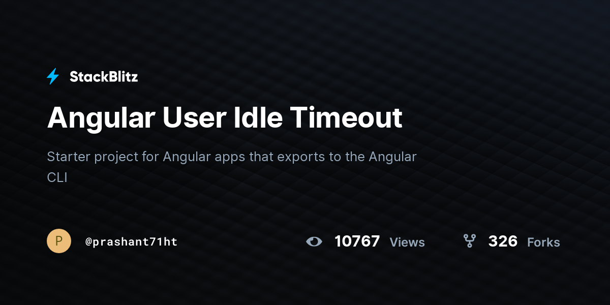 Angular User Idle Timeout StackBlitz