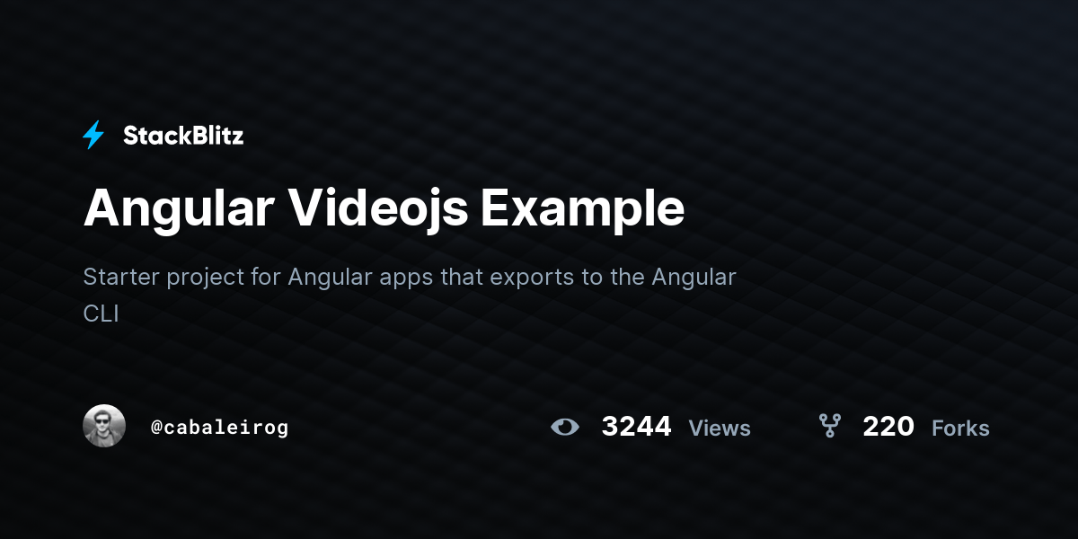 Angular Videojs Example StackBlitz