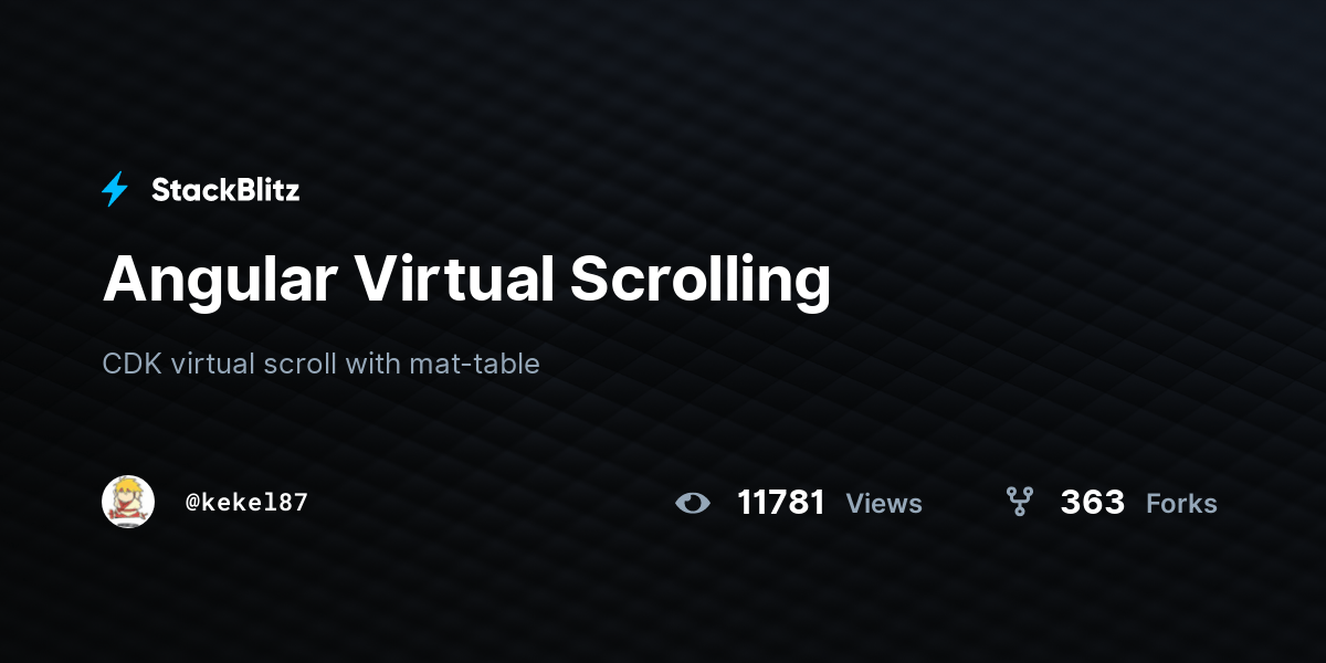Angular Virtual Scrolling StackBlitz