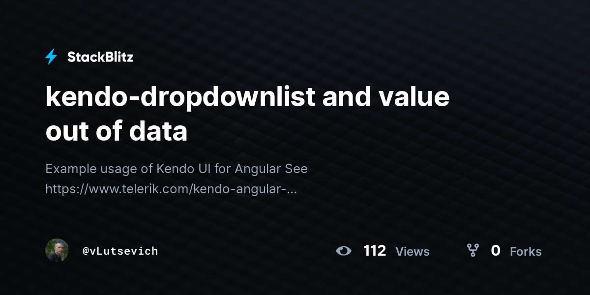 kendodropdownlist and value out of data StackBlitz