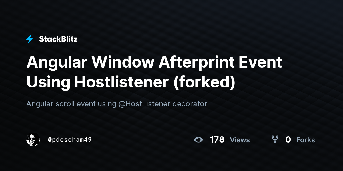 Angular Window Afterprint Event Using Hostlistener (forked) StackBlitz