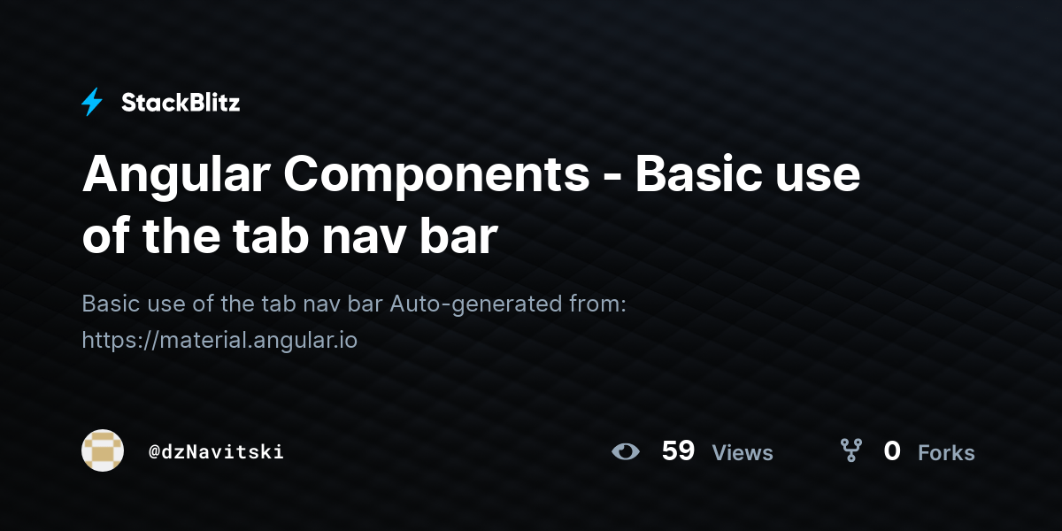 Angular Components Basic use of the tab nav bar StackBlitz