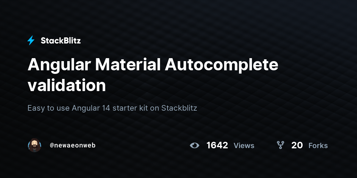 Angular Material validation StackBlitz