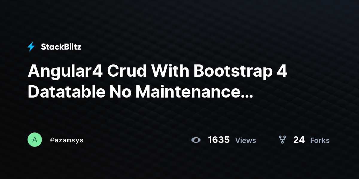 Angular4 Crud With Bootstrap 4 Datatable No Maintenance (forked