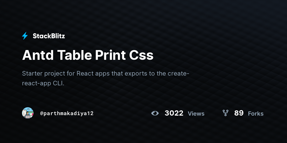 Antd Table Print Css StackBlitz