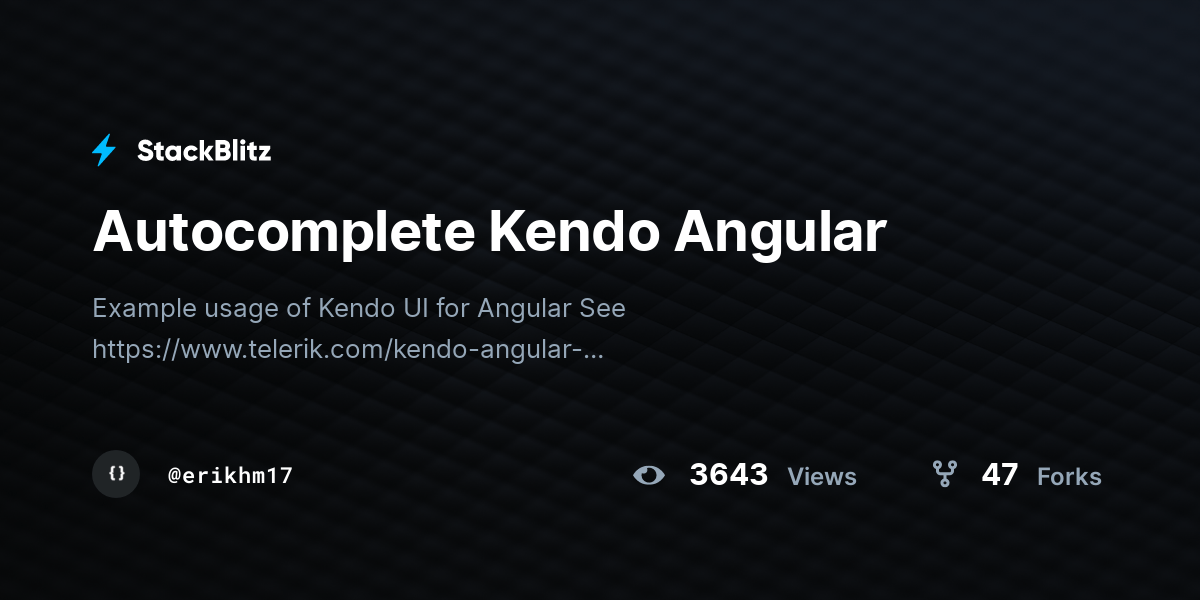 Kendo Angular StackBlitz