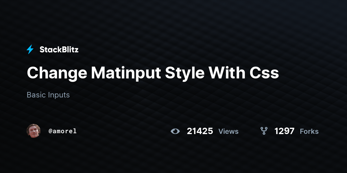 Change Matinput Style With Css StackBlitz