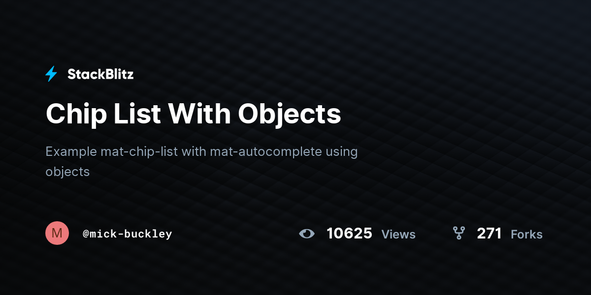 Chip List With Objects StackBlitz