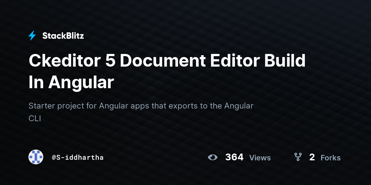 Ckeditor 5 Document Editor Build In Angular StackBlitz