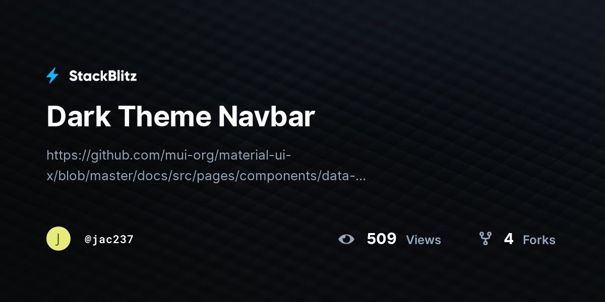Dark Theme Navbar StackBlitz