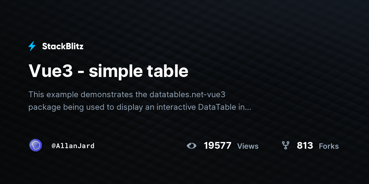 Vue3 simple table StackBlitz