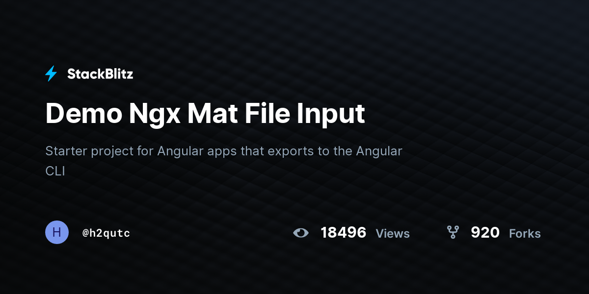Demo Ngx Mat File Input StackBlitz