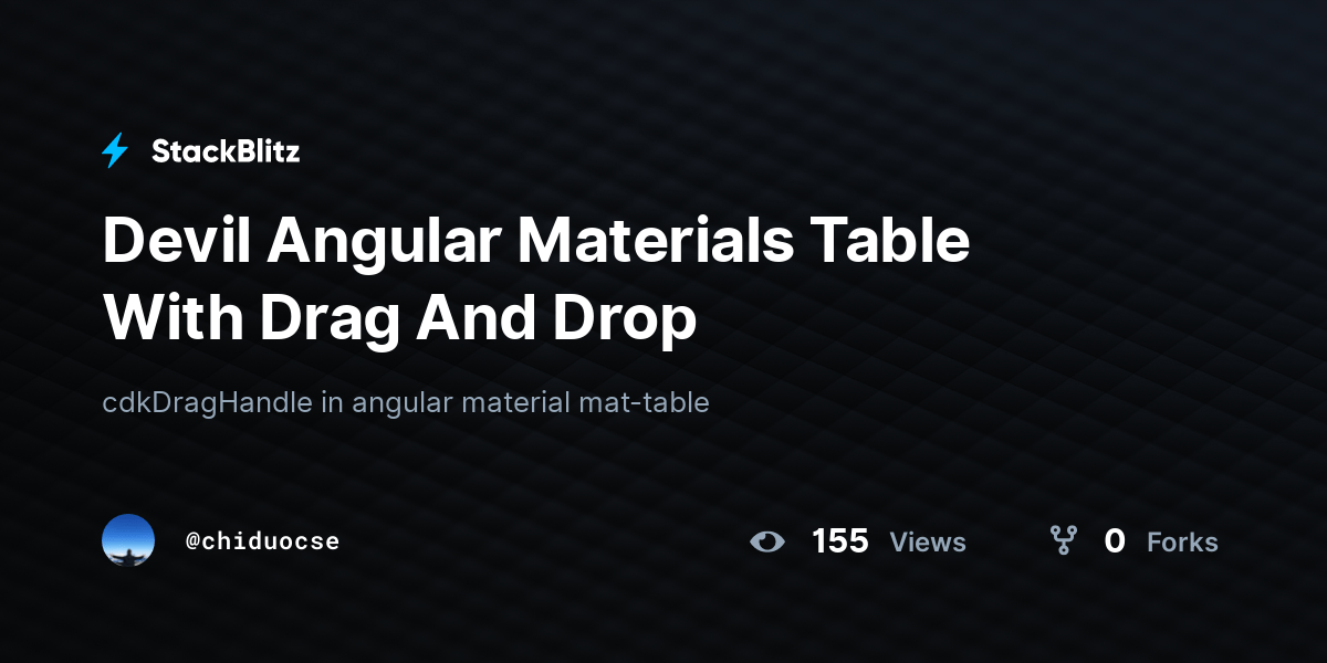 Devil Angular Materials Table With Drag And Drop StackBlitz