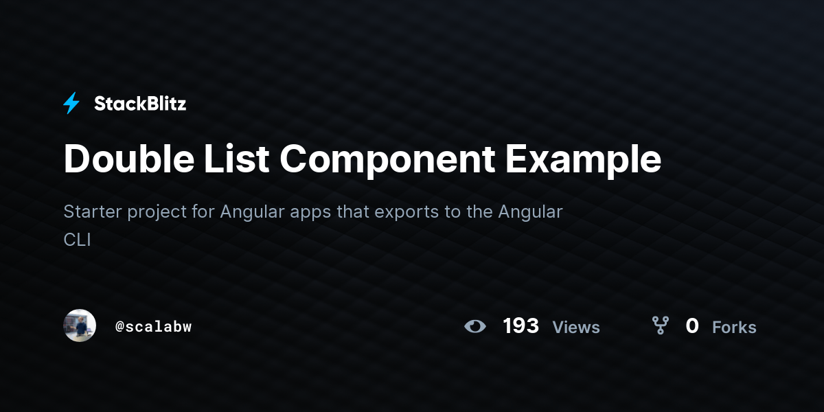 Double List Component Example StackBlitz