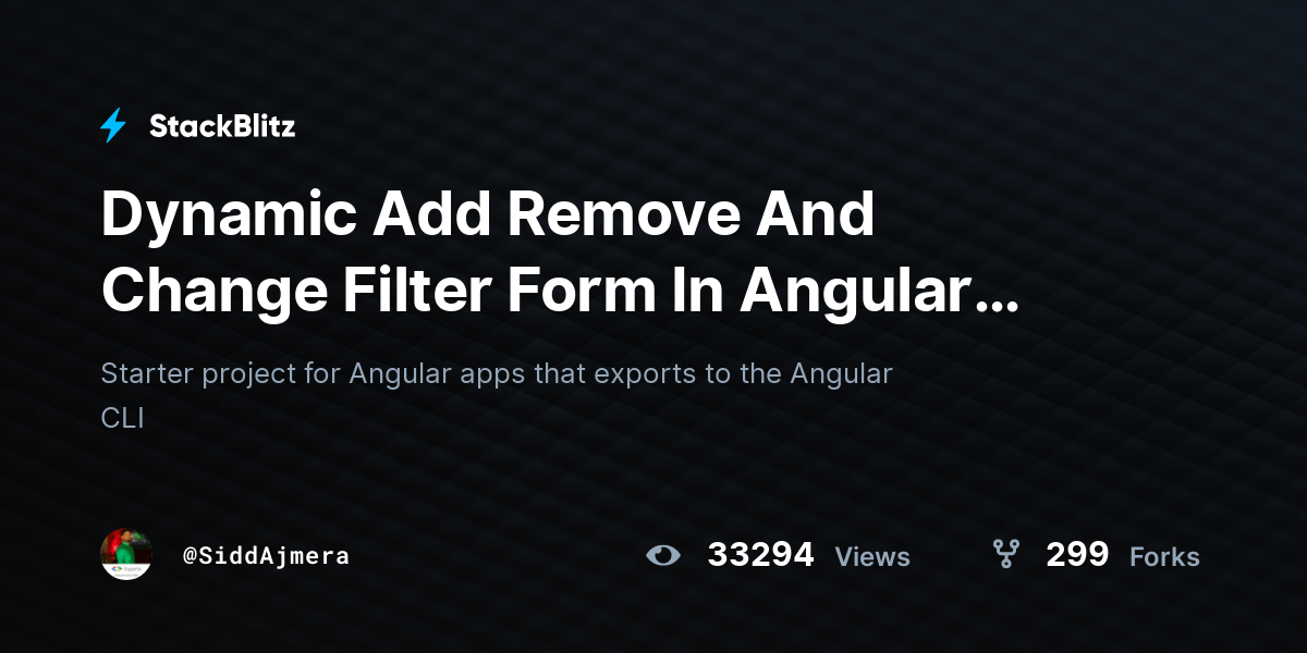 Dynamic Add Remove And Change Filter Form In Angular Material StackBlitz