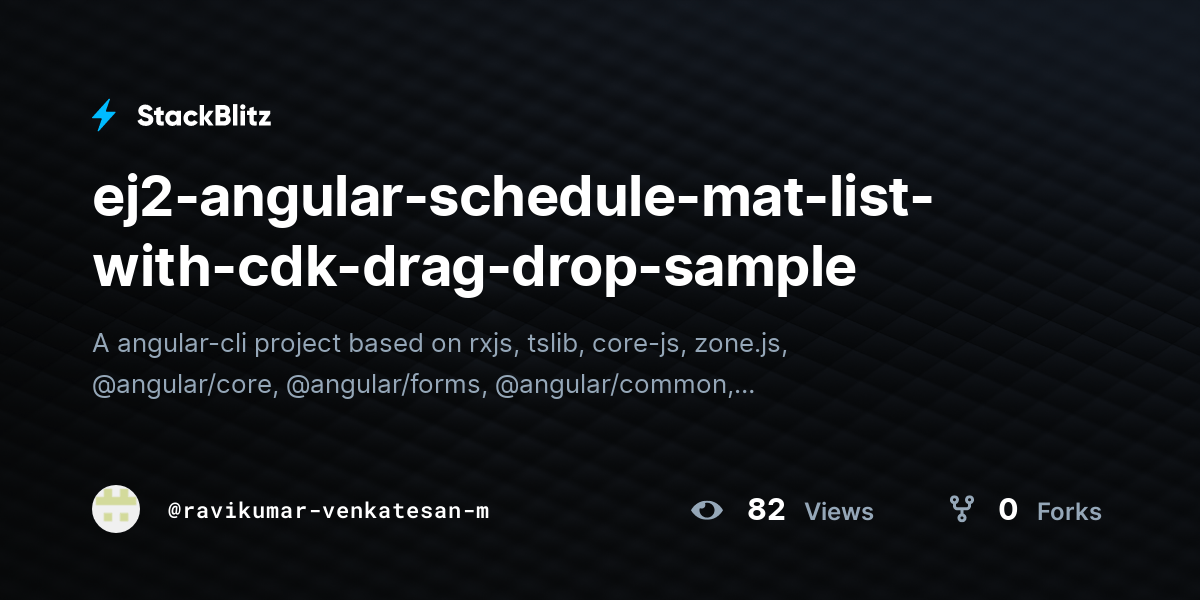 ej2angularschedulematlistwithcdkdragdropsample StackBlitz