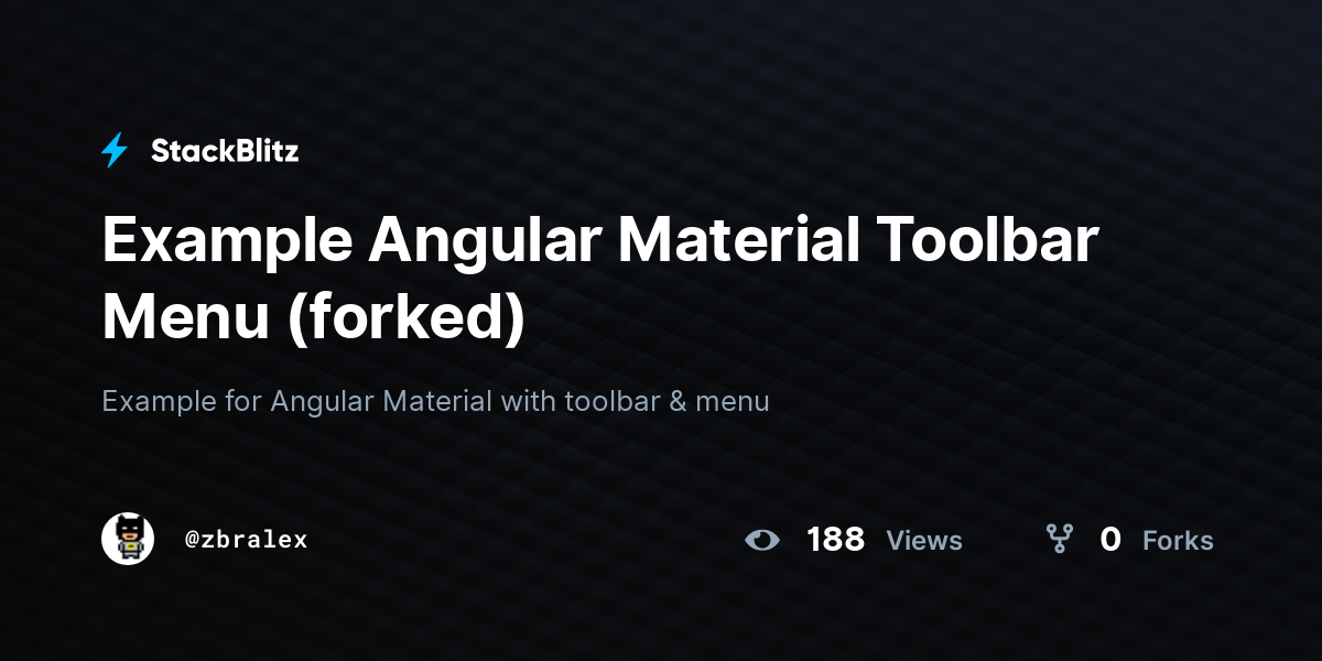 Example Angular Material Toolbar Menu (forked) StackBlitz