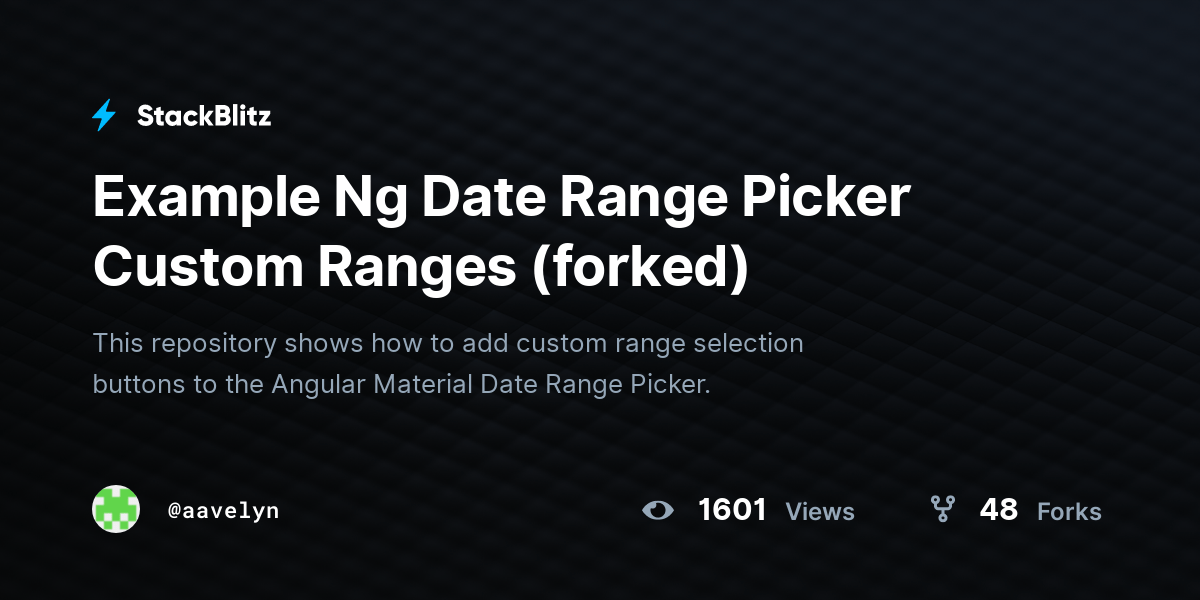 Example Ng Date Range Picker Custom Ranges (forked) StackBlitz