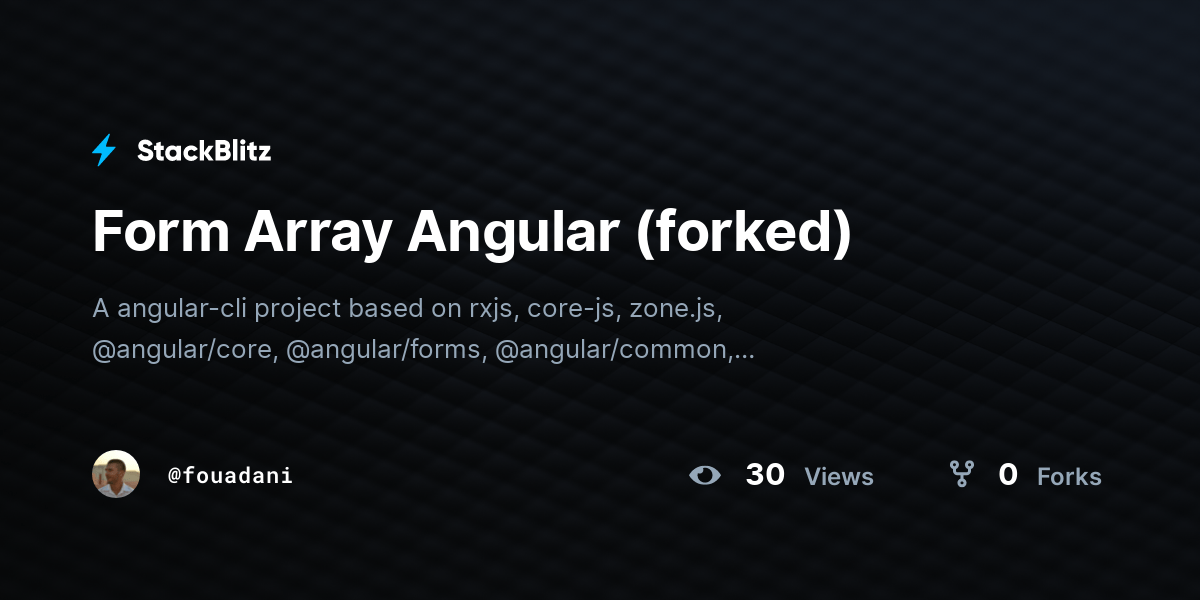 Form Array Angular (forked) StackBlitz