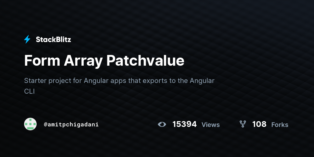 Form Array Patchvalue StackBlitz