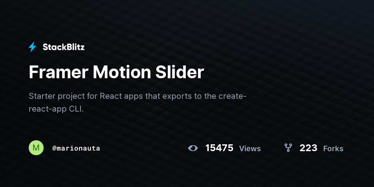 Framer Motion Slider StackBlitz