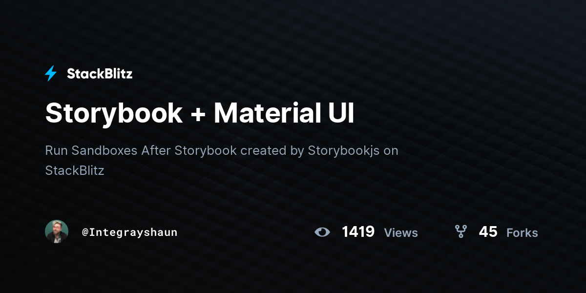 Storybook + Material UI StackBlitz