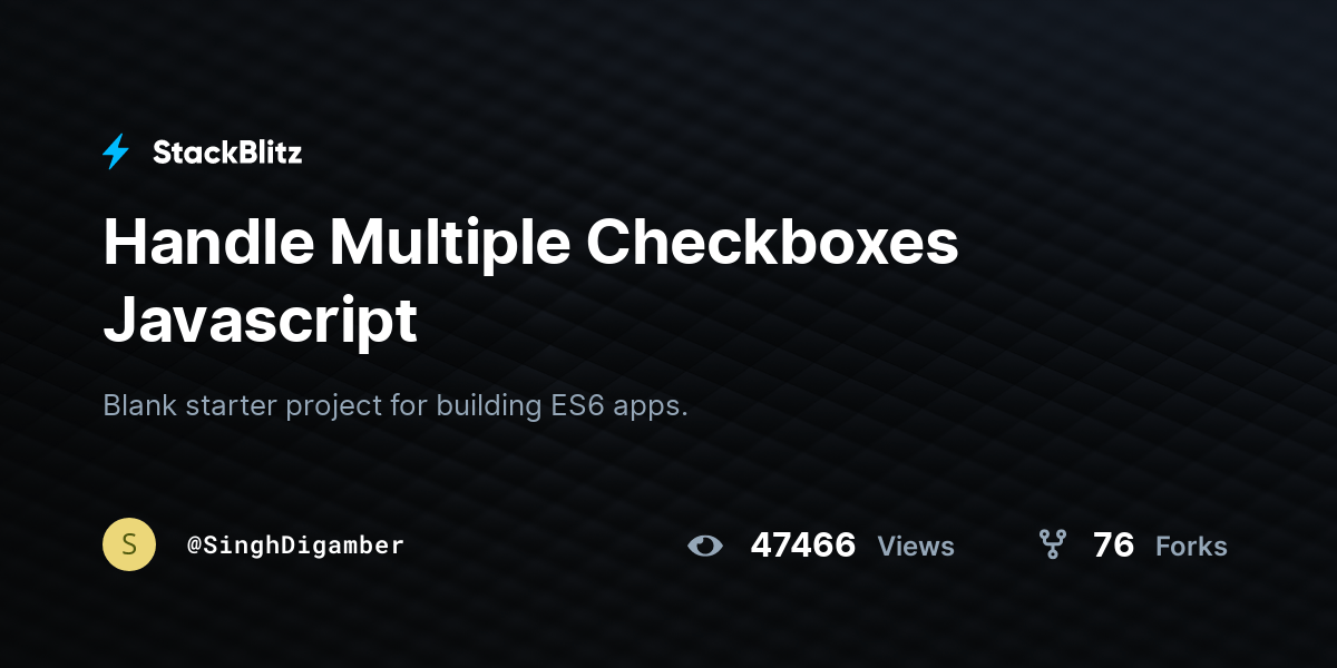 Handle Multiple Checkboxes Javascript StackBlitz