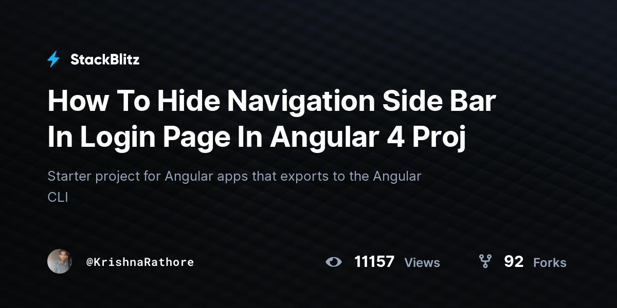 How To Hide Navigation Side Bar In Login Page In Angular 4 Proj