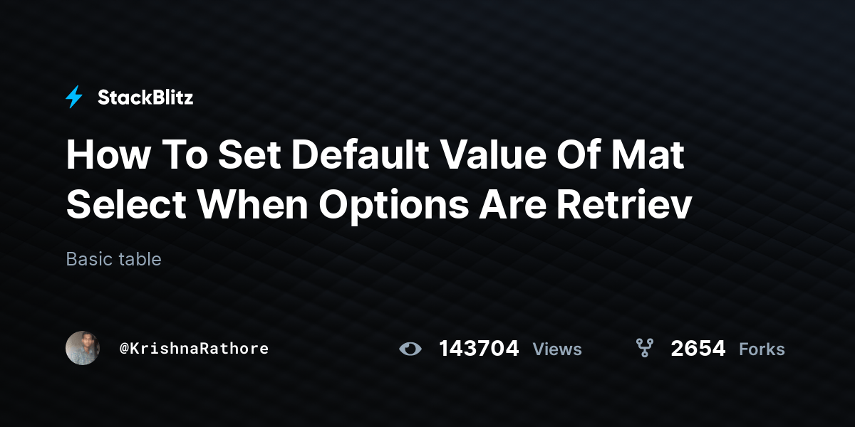 How To Set Default Value Of Mat Select When Options Are Retriev