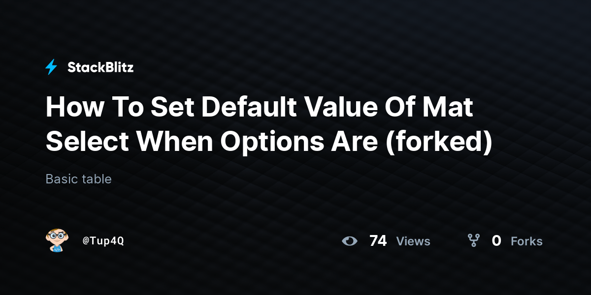 How To Set Default Value Of Mat Select When Options Are (forked