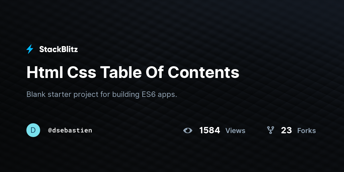 Html Css Table Of Contents StackBlitz