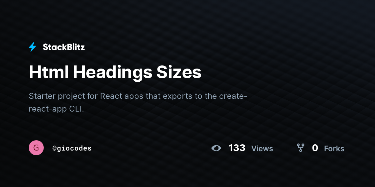 Html Headings Sizes StackBlitz