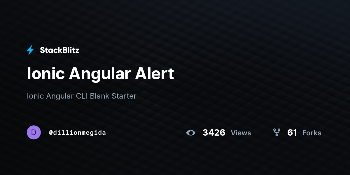 Ionic Angular Alert StackBlitz