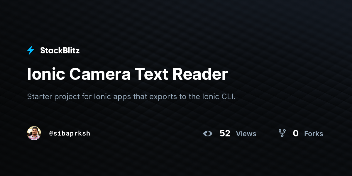 Ionic Camera Text Reader StackBlitz