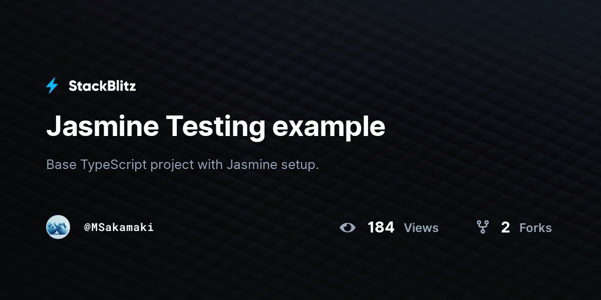 Jasmine Testing example StackBlitz