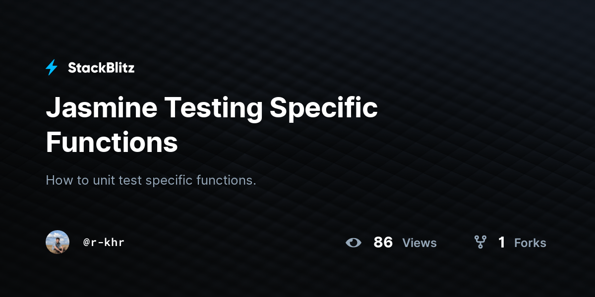 Jasmine Testing Specific Functions StackBlitz