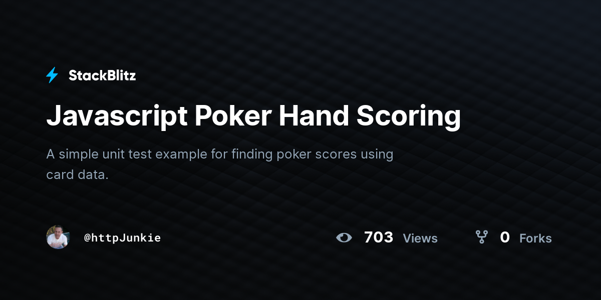 Javascript Poker Hand Scoring StackBlitz