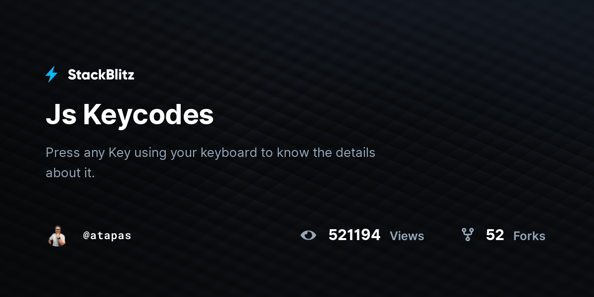 Js Keycodes StackBlitz