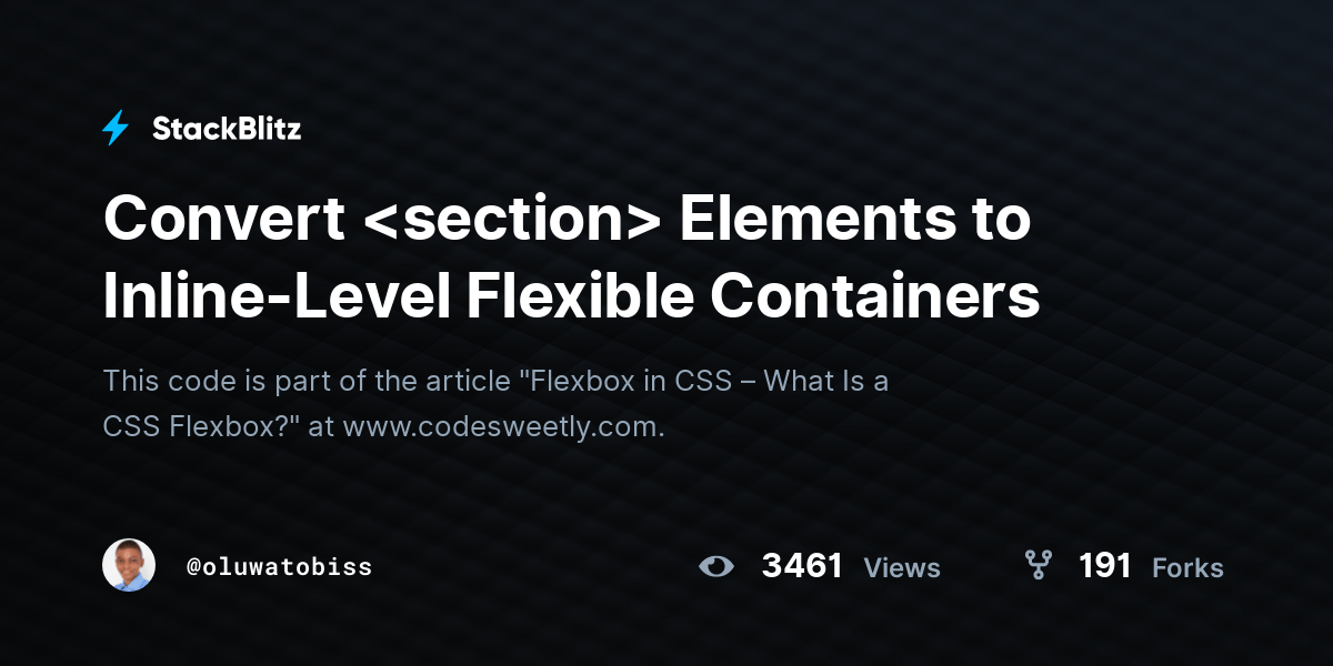 Convert Elements to InlineLevel Flexible Containers StackBlitz