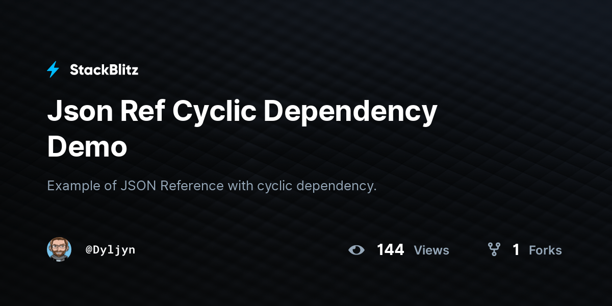 Json Ref Cyclic Dependency Demo StackBlitz