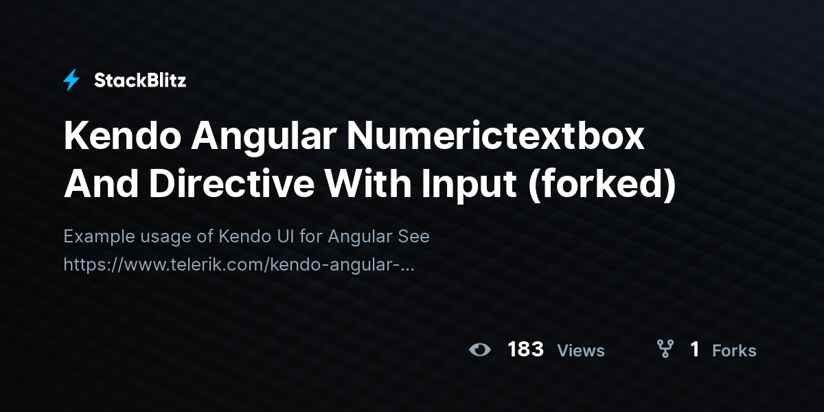 Kendo Angular Numerictextbox And Directive With Input (forked) StackBlitz