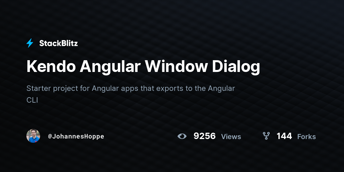 Kendo Angular Window Dialog StackBlitz