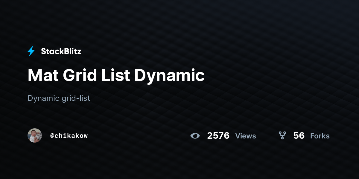 Mat Grid List Dynamic StackBlitz