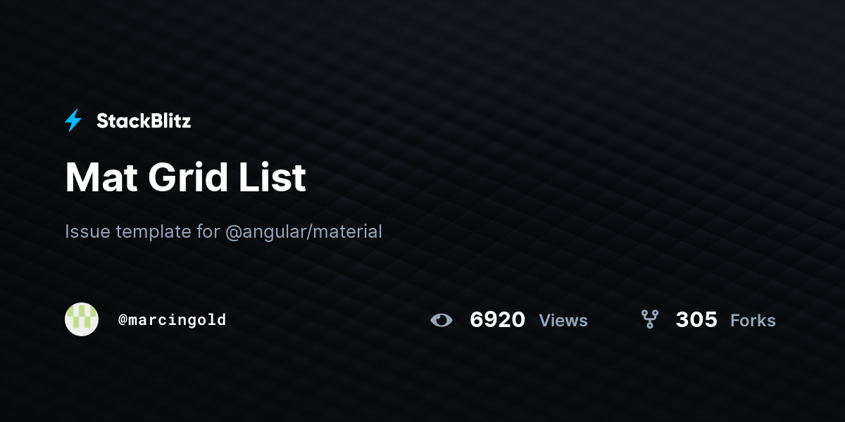 Mat Grid List StackBlitz