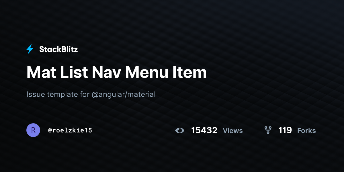 Mat List Nav Menu Item StackBlitz