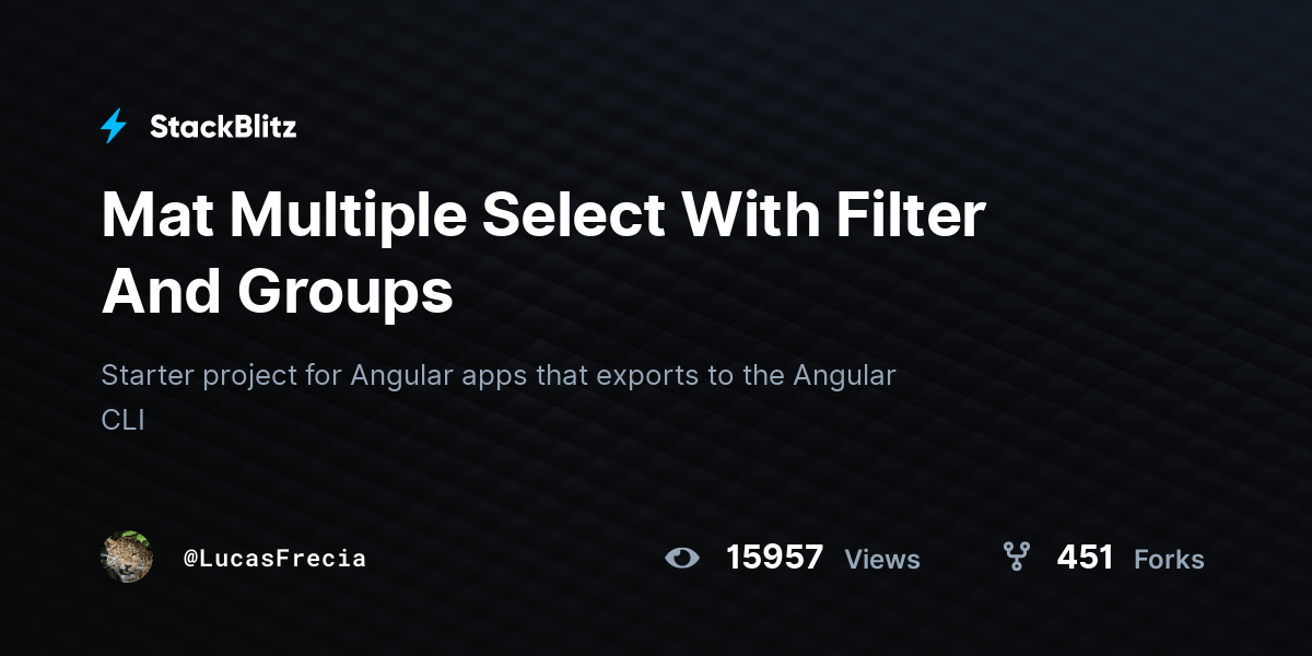 Mat Multiple Select With Filter And Groups StackBlitz