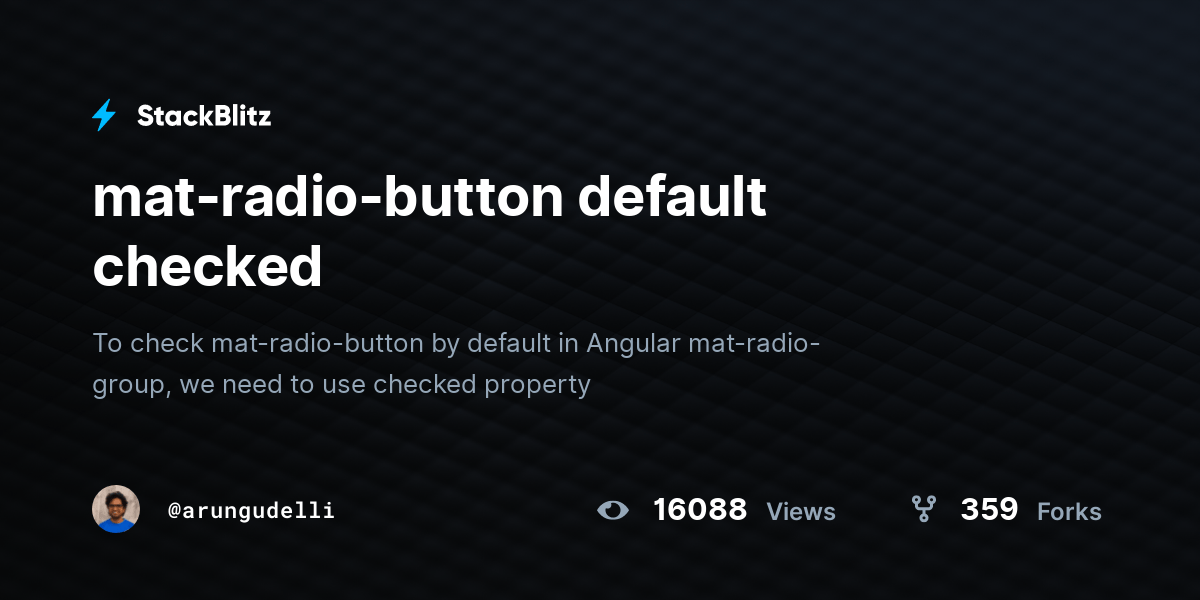 matradiobutton default checked StackBlitz